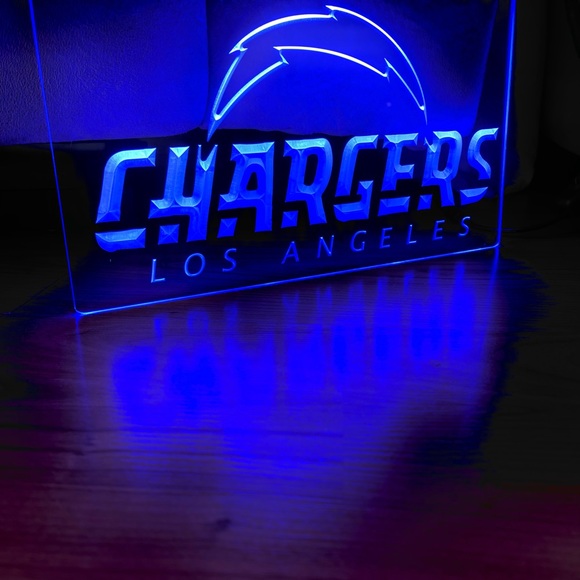 LOS ANGELES CHARGERS LED NEON BLUE LIGHT SIGN 8x12 - Picture 2 of 3